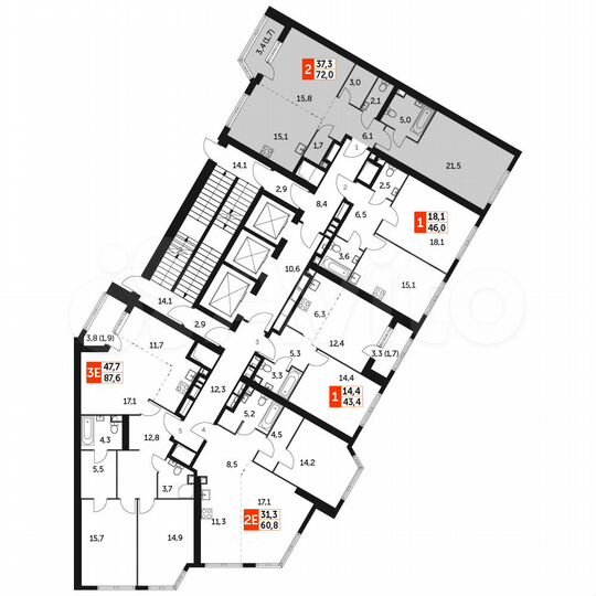 2-к. квартира, 72 м², 24/47 эт.