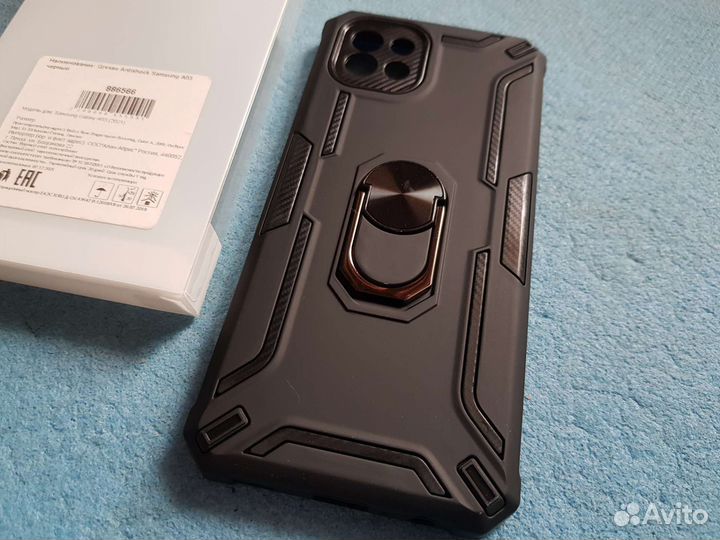 Усиленый Чехол Antishock для Samsung A03 с кольцом