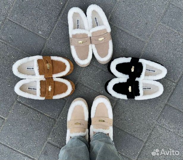Лоферы макасины зимние Miu Miu