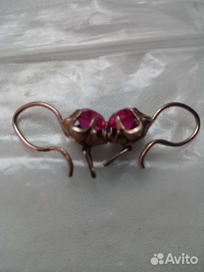 Серебряные серьги СССР, позолоченные
