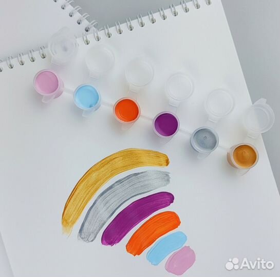 Акриловые краски в блок-таре 6 цвета