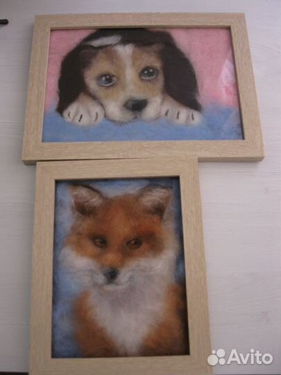 Картины шерстью большие 28х22см(картины из шерсти)