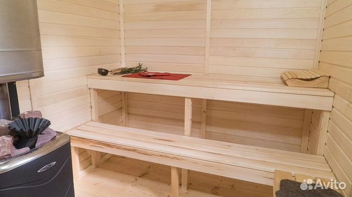 Каркасная готовая баня с верандой