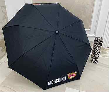 Зонт черный Moschino Москино с мишкой