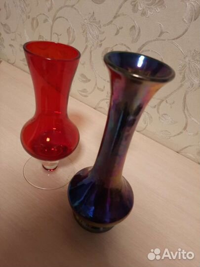Вазы стекло цветное СССР