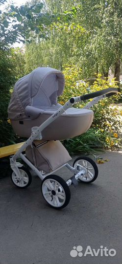 Коляска 2 в 1 indigo porto экокожа/лен