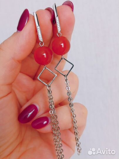 Серьги с сердоликом