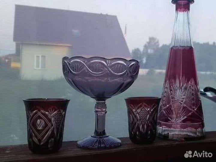 Ваза murano и красный графин фужеры лзхс