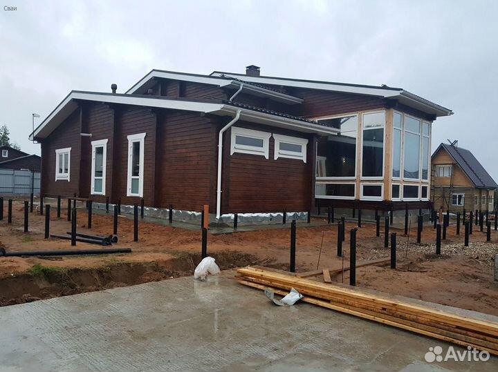 Свайный фундамент, монтаж свай