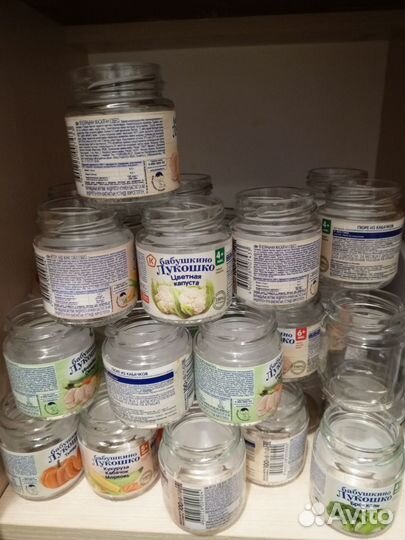 Банки из-под детского пюре Лукошко