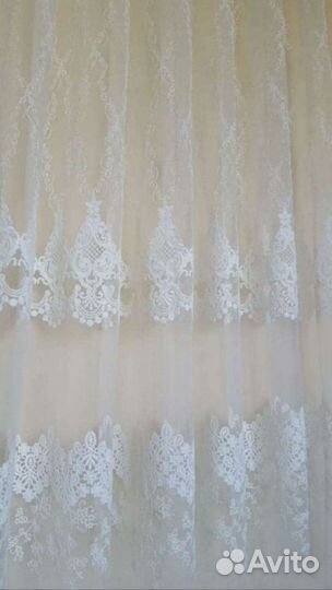 Белоснежная тюль.готовая штора 7.50см,страна произ