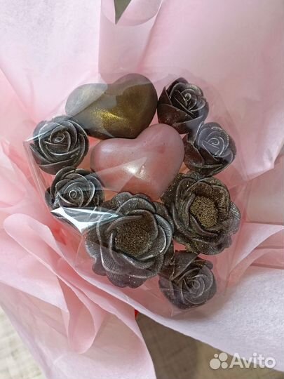 Шоколадный букет розы с сердцем