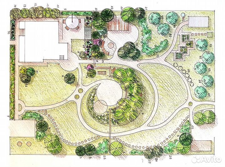Ландшафтный проект 18 соток земельного участка \ П