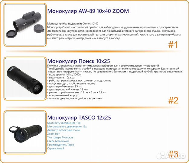 Монокли монокуляры