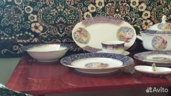 Столовый сервиз на 6 персон мадонна синий перламут