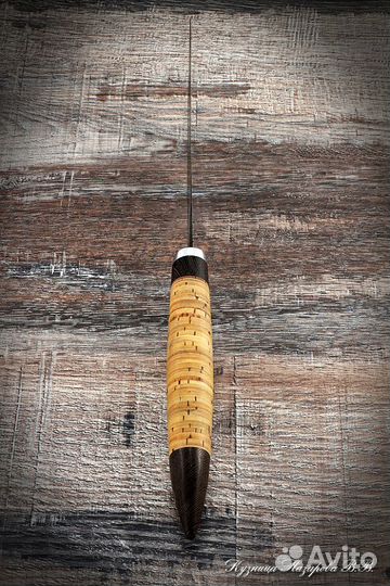 Нож филейный Касатка малая дамаск береста