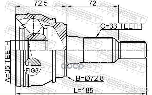 Шрус внешн (35x72.8x33) cadillac escalade II 19