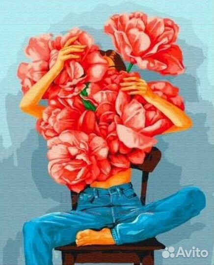 Картина по номерам 40x50 Девушка в джинсах с огром