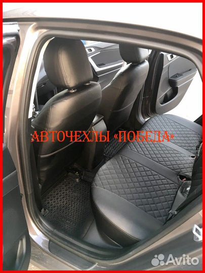 Чехлы Kia Ceed 3 из экокожи чёрные Ромб