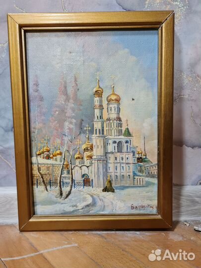 Картины маслом на картоне в багетах; репродукции