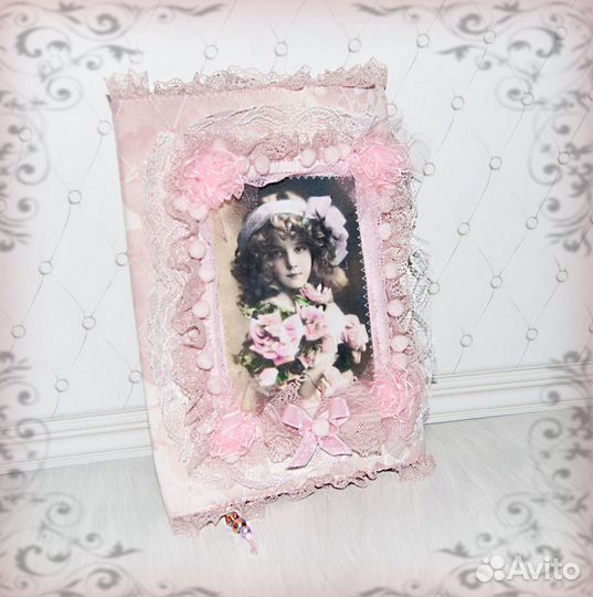 Текстильная обложка в стиле шебби для ежедневника