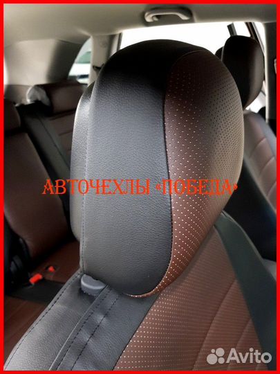 Чехлы Kia Sorento 2 из экокожи чёрно-шоколадные