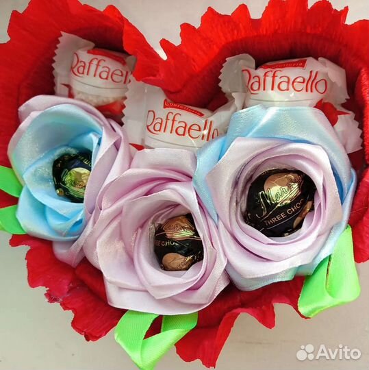 Подарок сердце в наличие. Букет. Цветы