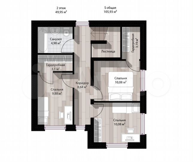 Дом 106 м² на участке 8 сот.