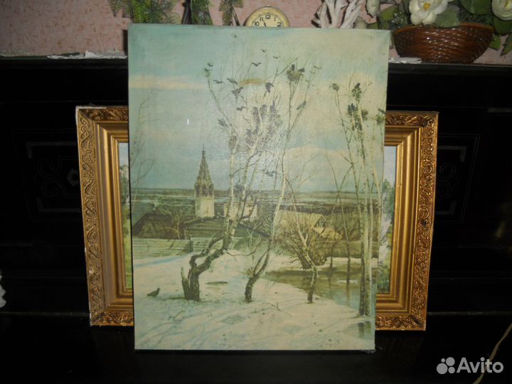 Старинные зеркало, Картина на полировке