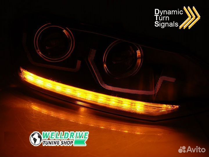 Фары VW Polo 6 2G 2017- SEQ LED галоген черные