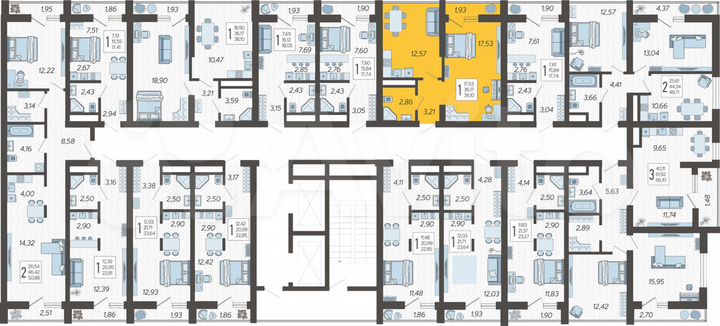 1-к. квартира, 38,1 м², 4/19 эт.