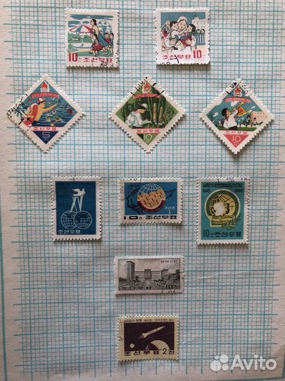 Почтовые марки Корея 1940-1969