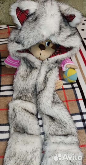 Прикольная шапка. Волчонок хаски. Тёплая, мягкая