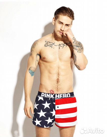 Мужские семейные трусы Pink Hero - хлопок