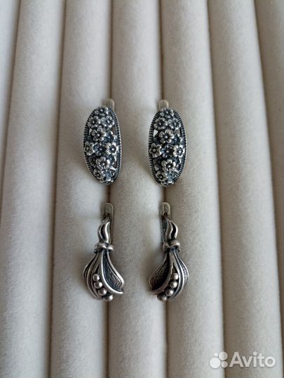 Серьги серебряные винтажные СССР