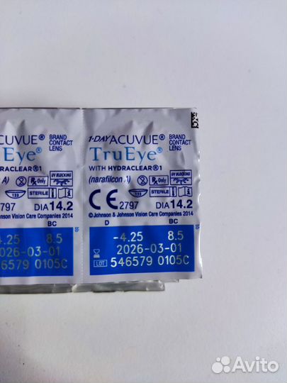 Линзы контактные однодневные Acuvue TruEye -4.25