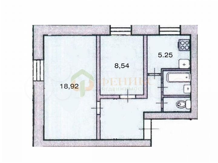 2-к. квартира, 41,4 м², 1/5 эт.