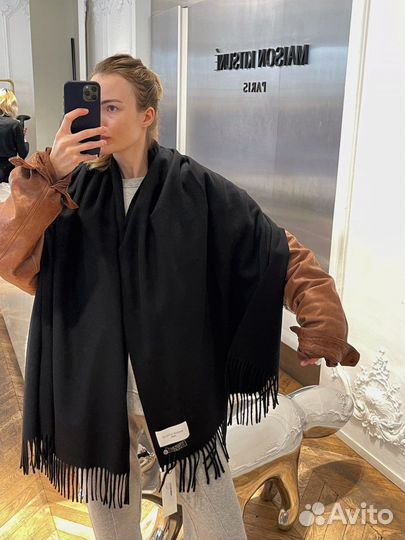 Большой шарф Maison Kitsune черный оригинал