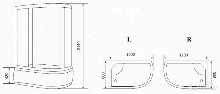 Душевая кабина Timo Eco TE-0720 R 1200x800x2150 мм