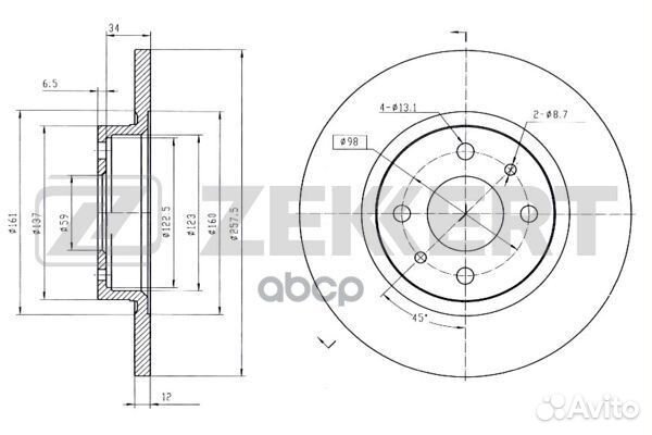Диск торм. перед. Fiat Punto (176 188) 93- Te