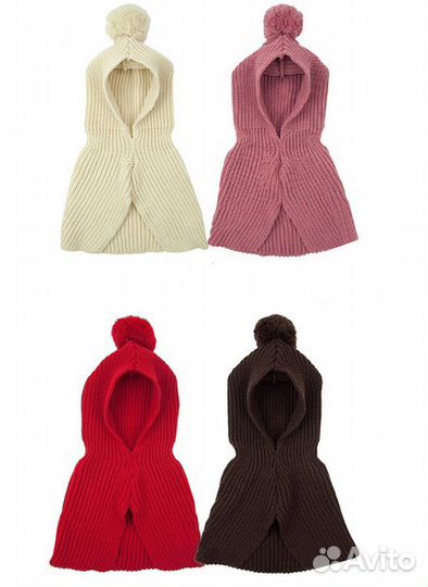 Шарф капюшон снуд десткий с помпоном