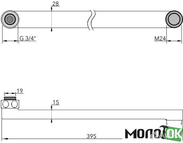 Излив для смесителя 50 и 60 см прямой