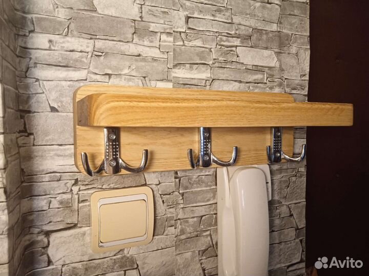 Полка настенная. Вешалка ключница. Дуб