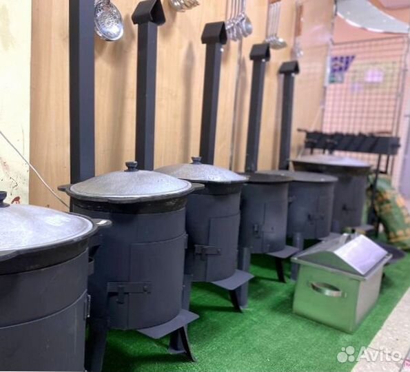 Казан чугунный 12 литров + печь + половник