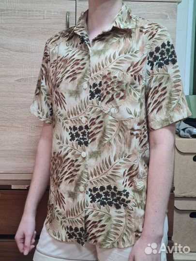 Рубашка унисекс короткий рукав растительный принт