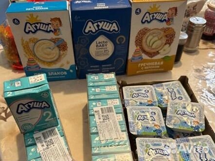 Кисломолочная смесь, каши агуша, пюре разные