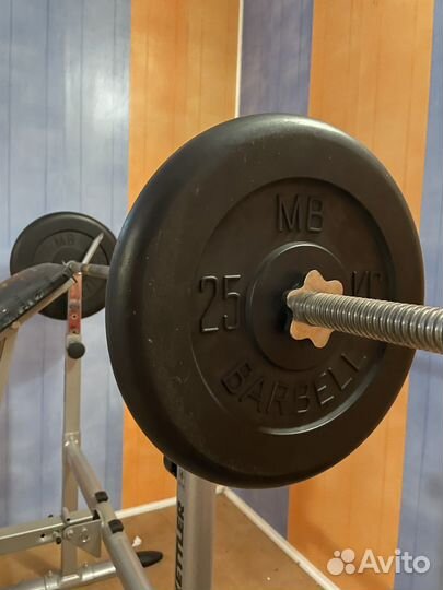 Силовой тренажер kettler с блинами и грифом