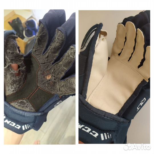 Замена ладошек на хоккейных перчатках (крагах)