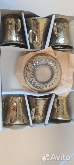 Кофейный набор, новый, 6 кружек и 6 блюдечек