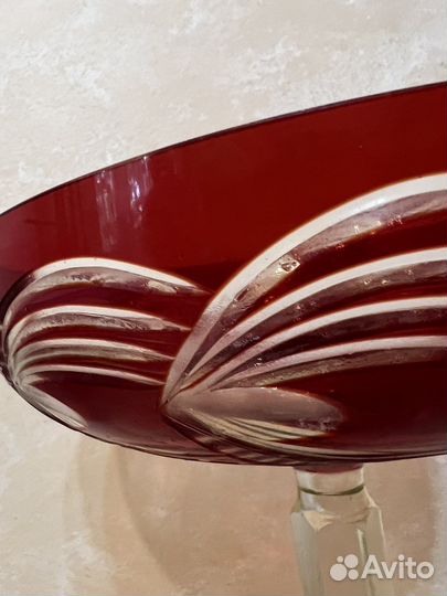 Ваза для фруктов цветной хрусталь СССР